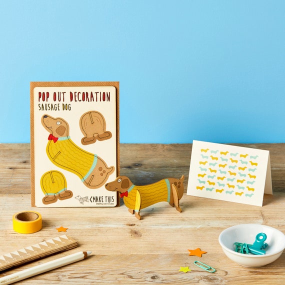 Pop Out Sausage Dog Card, Dachshund Birthday, Eco-Friendly Gift