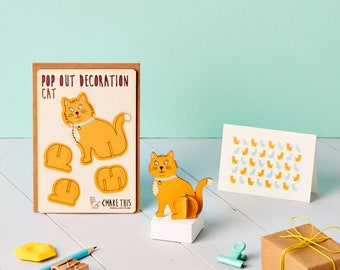 Pop Out Ginger Cat Greeting Card: Eco-Friendly Keepsake