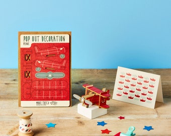 Red Biplane Pop Out Birthday Card: 3D Plane Decoration