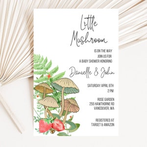 Enchanted Forest Baby Shower, Mushroom Baby Shower Invitation, Nature Baby Shower Invite, Cottage core Baby Shower