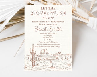 Adventure Awaits Baby Shower Invite, Travel Baby Shower Invitation, World Baby Shower Invitation, Printable