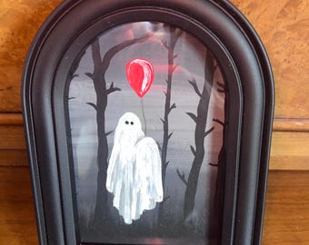 Hand Painted Ghost Holding Balloon Small Seasonal Decor