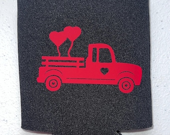 Valentines Day Truck Koozie Cozie Gift - with personalization available