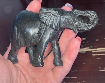 Serpentine Elephant Crystal Carving