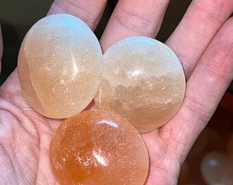 Peach Selenite Worry Stone