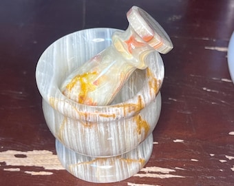 Hand Carved Green Onyx Mortar and Pestle Set: Altar & Kitchen