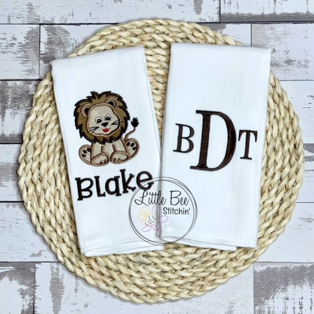 Baby Lion Burp Cloth set | Baby Boy Burp Cloth Set | Personalized burp cloth set | Baby Shower Gift