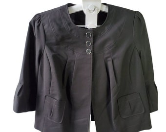Vintage Black MInimalist Buttoned Solid Pattern casual Women's Blazer. Size XL
