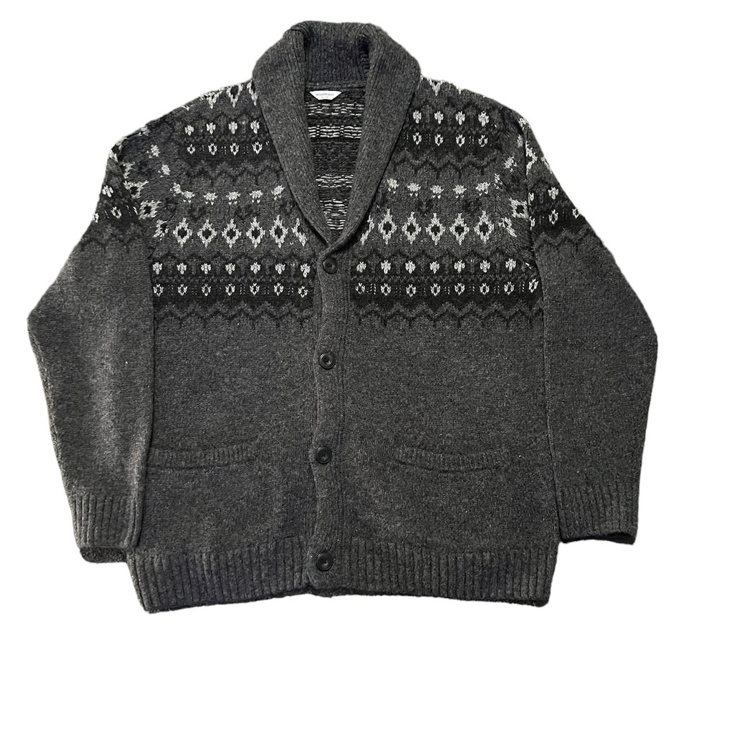 Windriver Fair Islechunkyknittedgreyretrofisherman Button Etsy