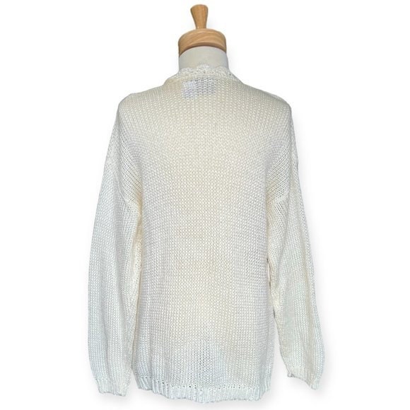 1984406 White Embroidered Knit Sweater