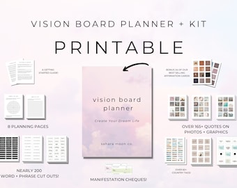Vision Board Worksheet// Vision Board Checklist// Law of - Etsy