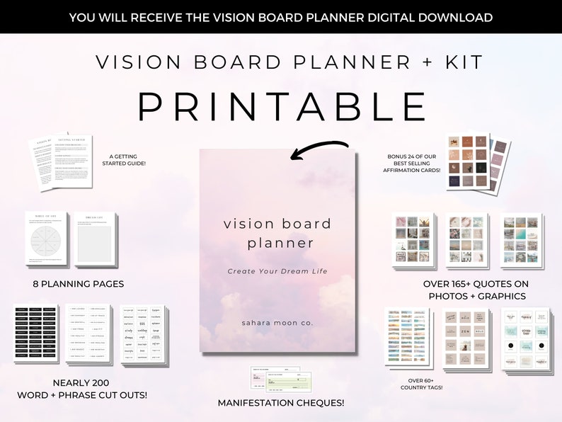 Vision Board Printables Vision Board Kit Vision Board - Etsy
