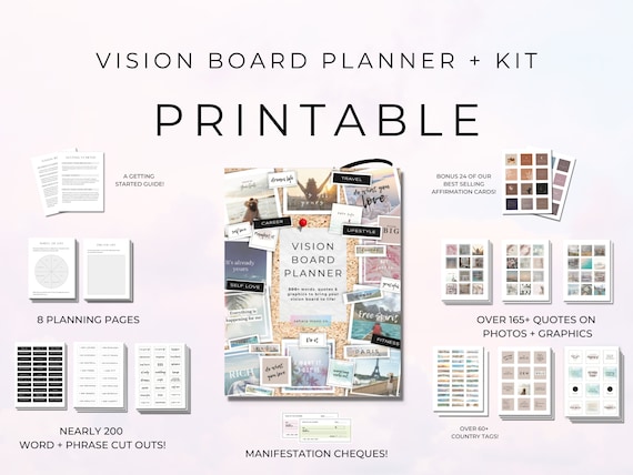 Vision Board Printables Vision Board Planner Vision Board Kit