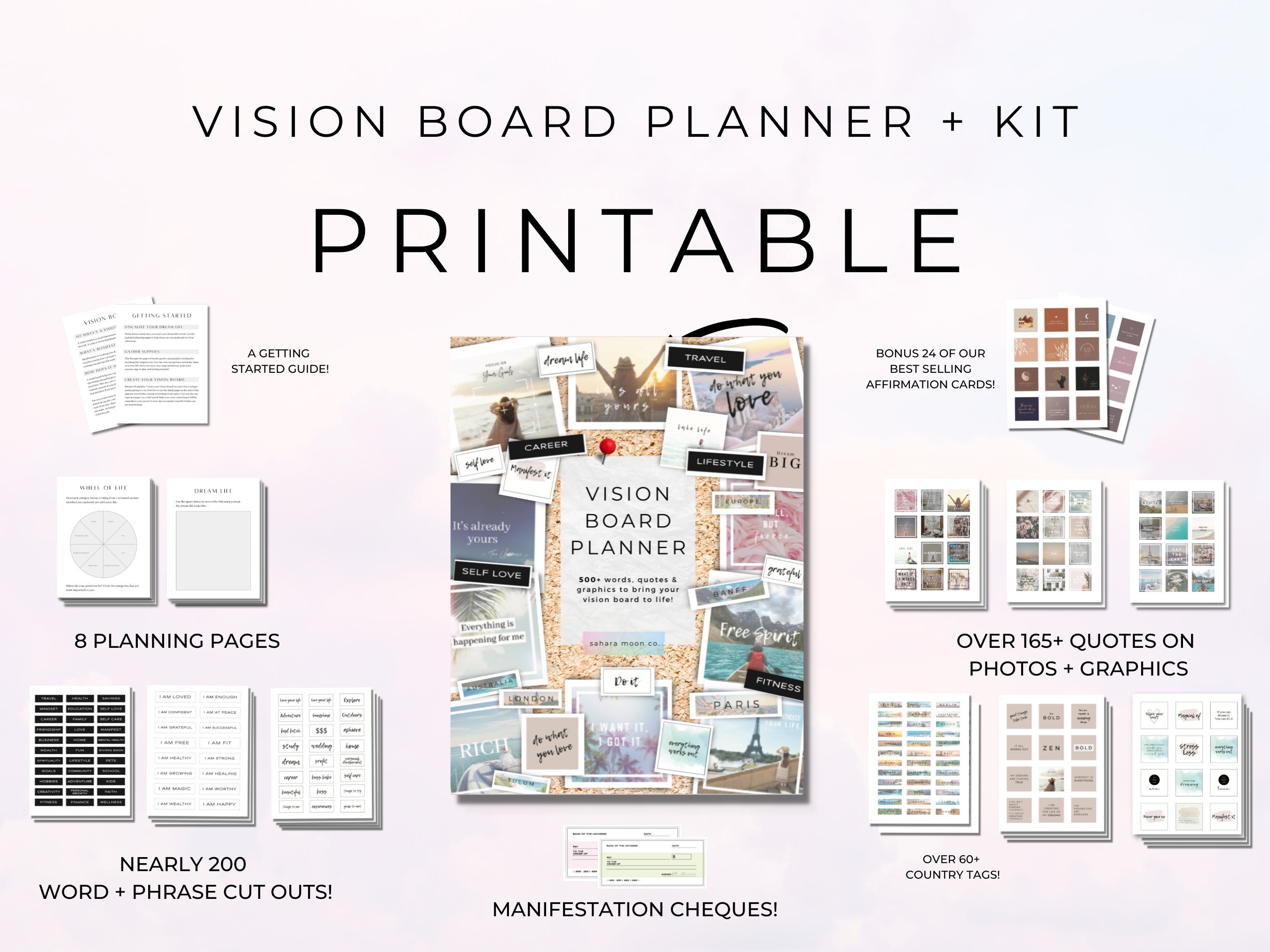 Buy Vision Board Printables Vision Board Planner Vision Board Kit, Vision  Board 2023, Vision Board Words, 2022, Vision Board Cards Online in India 