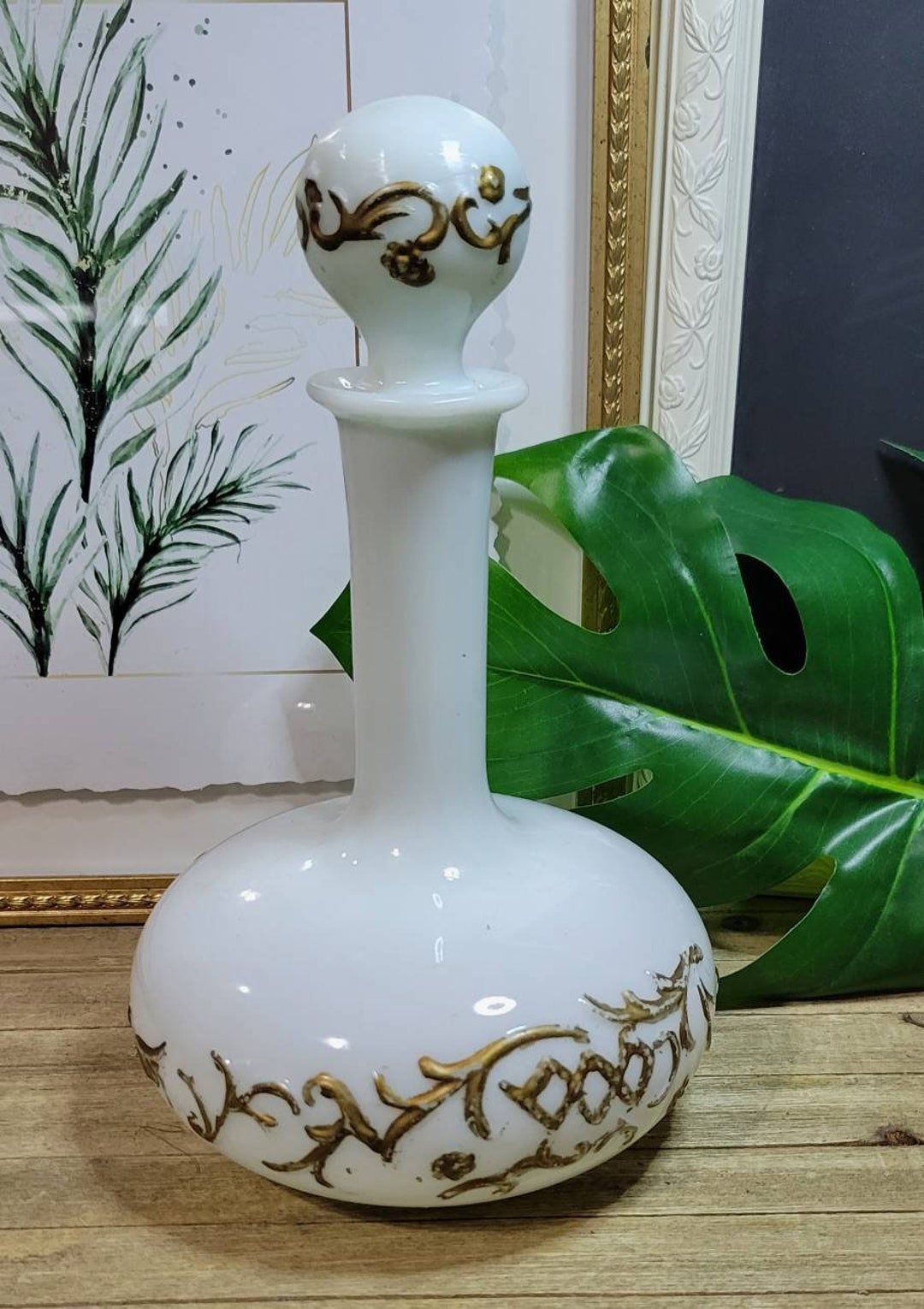 Antique Victorian Milk Glass Decanter 1900's. Etsy