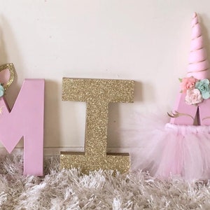 Pastel Pink Unicorn| Floral Paper Mache Letters| Stand up Mache 8"| Party Decor
