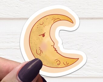 Moon Sticker, Celestial Decal, Die Cut Sticker, Water Bottle Decal, Aesthetic Sticker, Vinyl Decal, Removable Sticker, Celestial Label