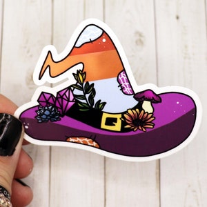 Lesbian Witch Hat Sticker, Lesbian Pride Flag Sticker, Lesbian Sticker, Pride Flag Sticker, Witch Stickers, Witch Stationary, Spooky Sticker