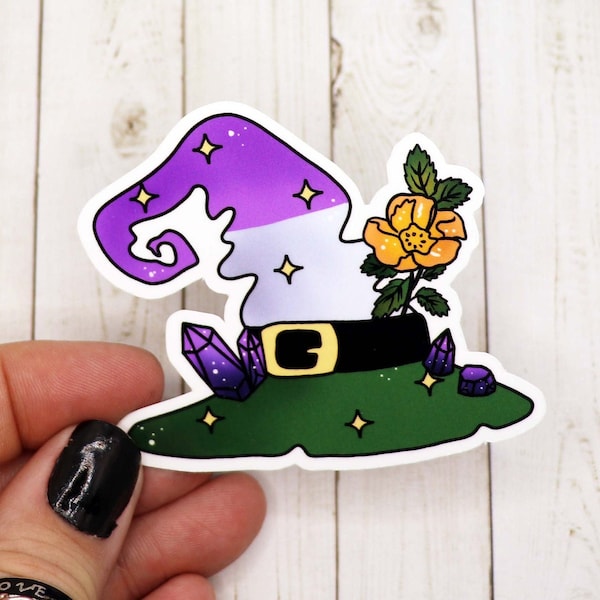 Genderqueer Witch Hat Sticker, Genderqueer Pride Flag Sticker, Genderqueer Sticker, Pride Flag Sticker, Witch Stickers, Witchy Stickers