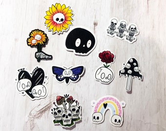 Skull Stickers, Witchy Stickers, Laptop Stickers, Water Bottle Stickers, Pack Of 10 Vinyl Stickers, Encouraging Decal, Die Cut Label