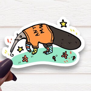 Anteater Sticker, Animal Stickers, Die Cut Label, Water Bottle Label, Notebook Decal, Laptop Stickers, Tumbler Decal, Water Proof Decal