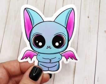 Blue Bat Sticker, Bat Sticker, Kawaii Animal Sticker, Cute Sticker, Halloween Sticker, Holographic Vinyl Sticker, Waterproof Stickers