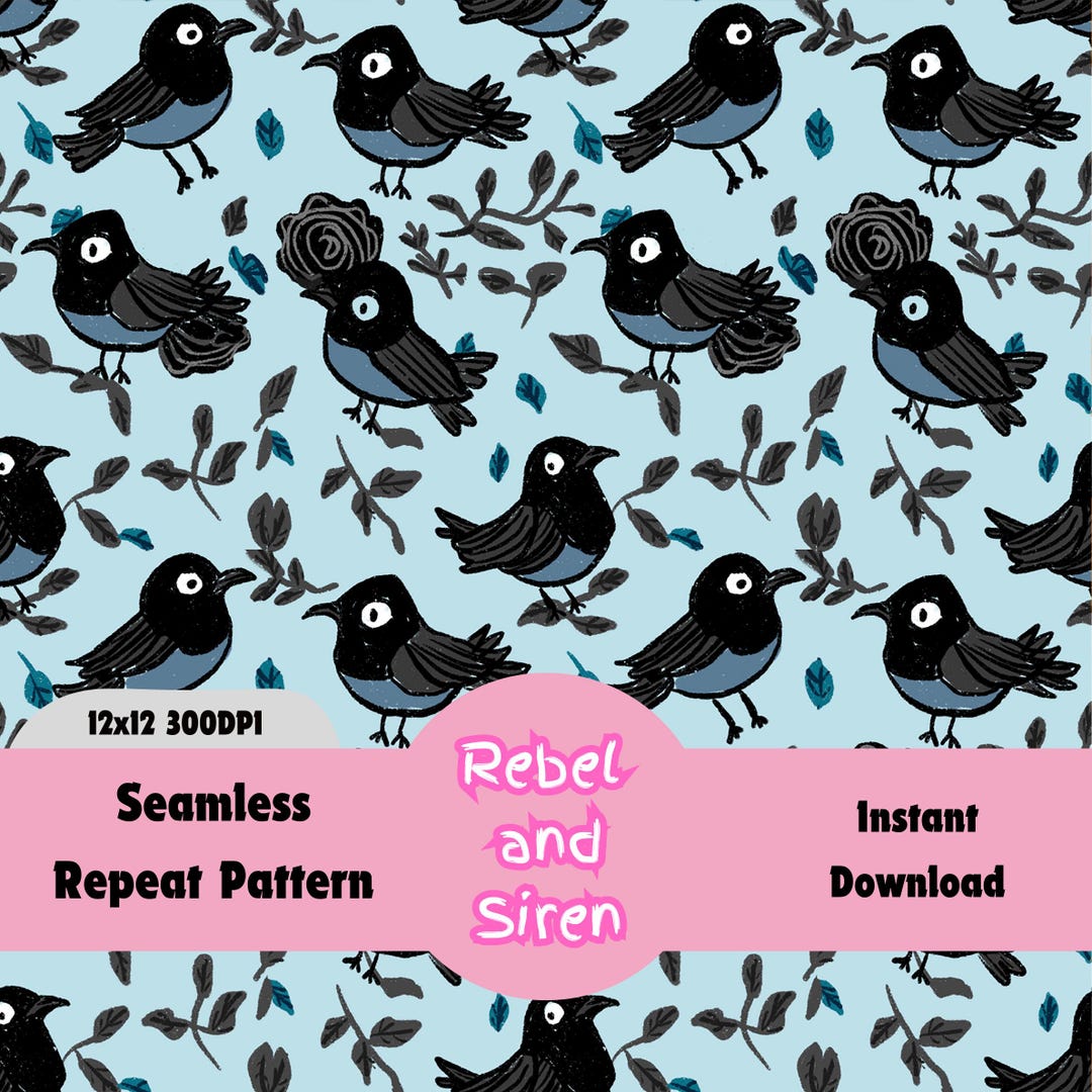 Raven Repeating Pattern, Halloween Seamless Pattern, Magical Seamless ...