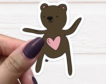 Bear Sticker, Best Friend Gift, Laptop Decal, Car Sticker, Die Cut Label, Bright Decal, Bumper Sticker, Waterproof Label, Cute Stickers