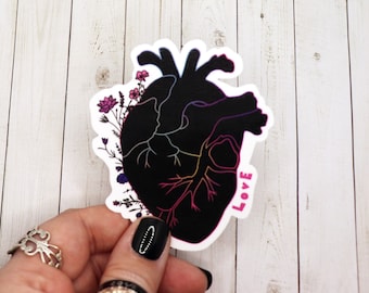 Atomical Heart Vinyl Sticker, Love Sticker, Alternative Valentines Day Sticker, Alternative Sticker, Gothic Sticker, Witchy Sticker