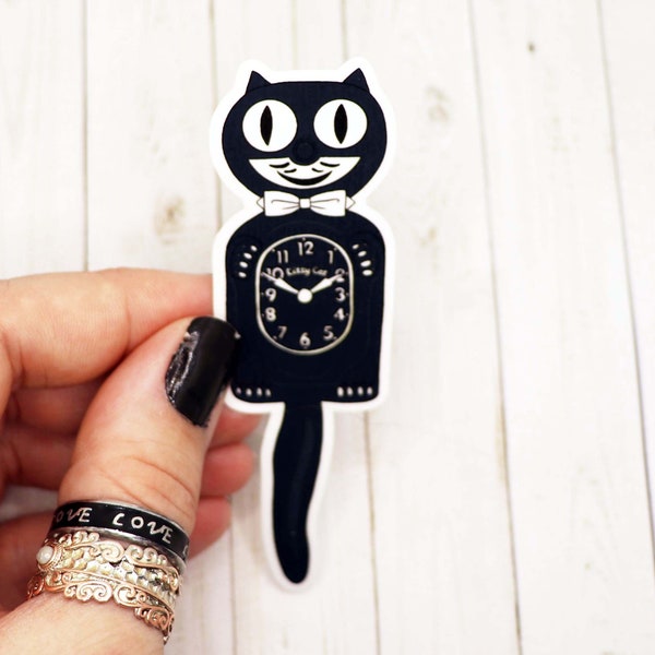 Cat Clock Sticker, Kitsch Cat Clock Sticker, Retro Aesthetic Sticker, Retro Clock Sticker, Vintage Cat Clock Sticker, Vintage Aesthetic