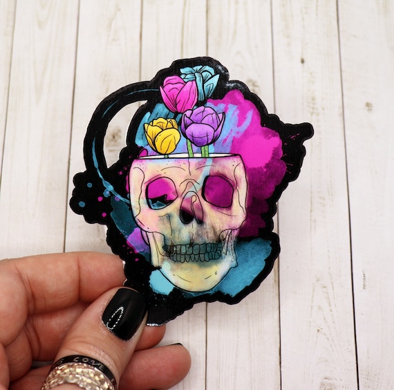 Buy Colorful Skull Sticker, Tattoo Art Sticker, Skull Tattoo