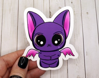 Purple  Bat Sticker, Bat Sticker, Kawaii Animal Sticker, Cute Sticker, Halloween Sticker, Holographic Vinyl Sticker, Waterproof Stickers