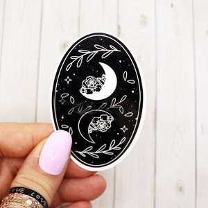 Black and White Moon Sticker, Black and White Sticker, Moon Sticker, Celestial Sticker, Witchy Stickers, Witchcraft Journal