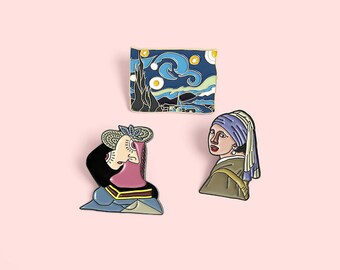 The starry night Woman brooches, woman brooches, woman, inspiring, creative brooches, back to school, pins, women pins, art Pins, Van Gogh