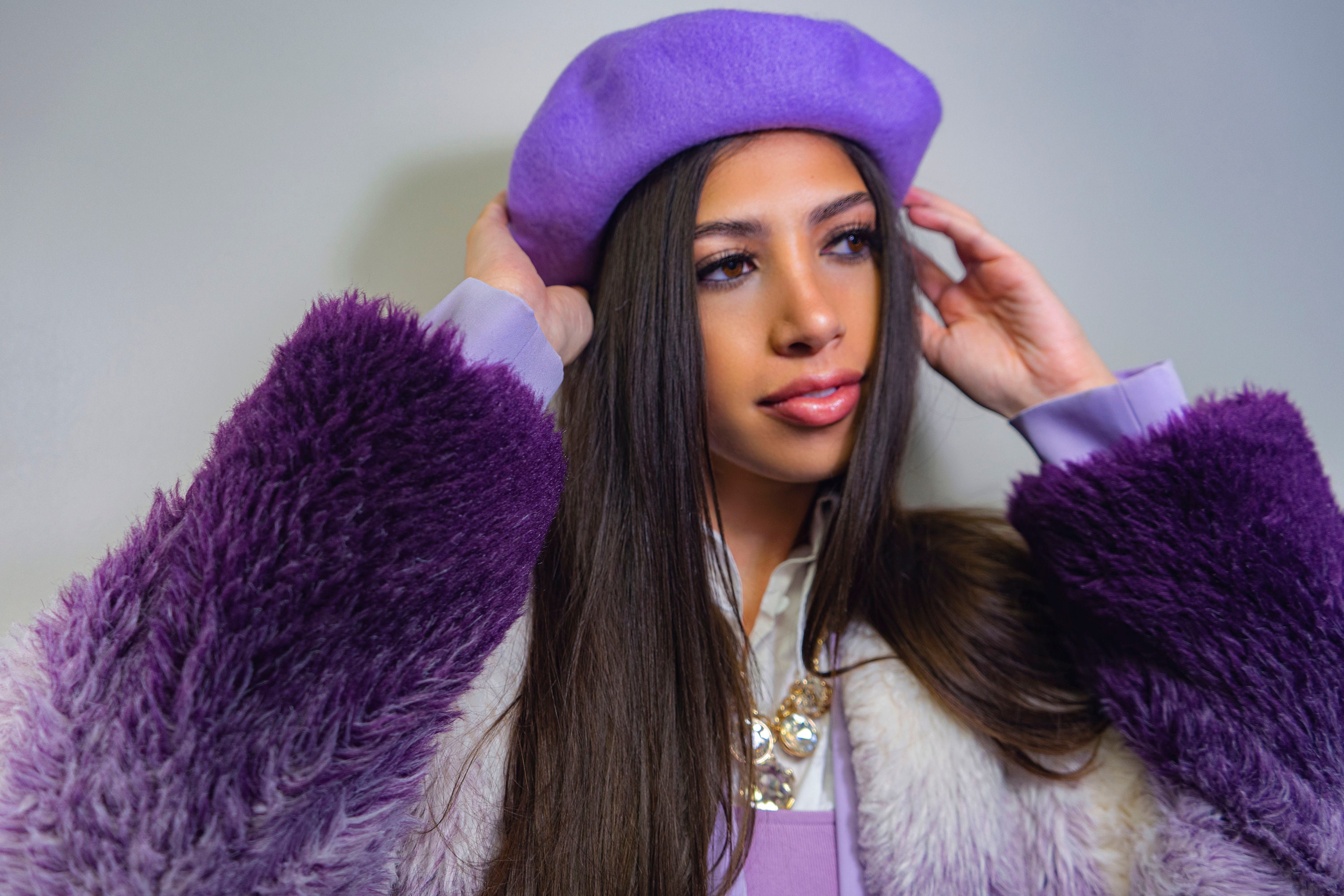 Purple Violet Vegan Wool French Style Womans Beret Cap - Etsy display picture 1
