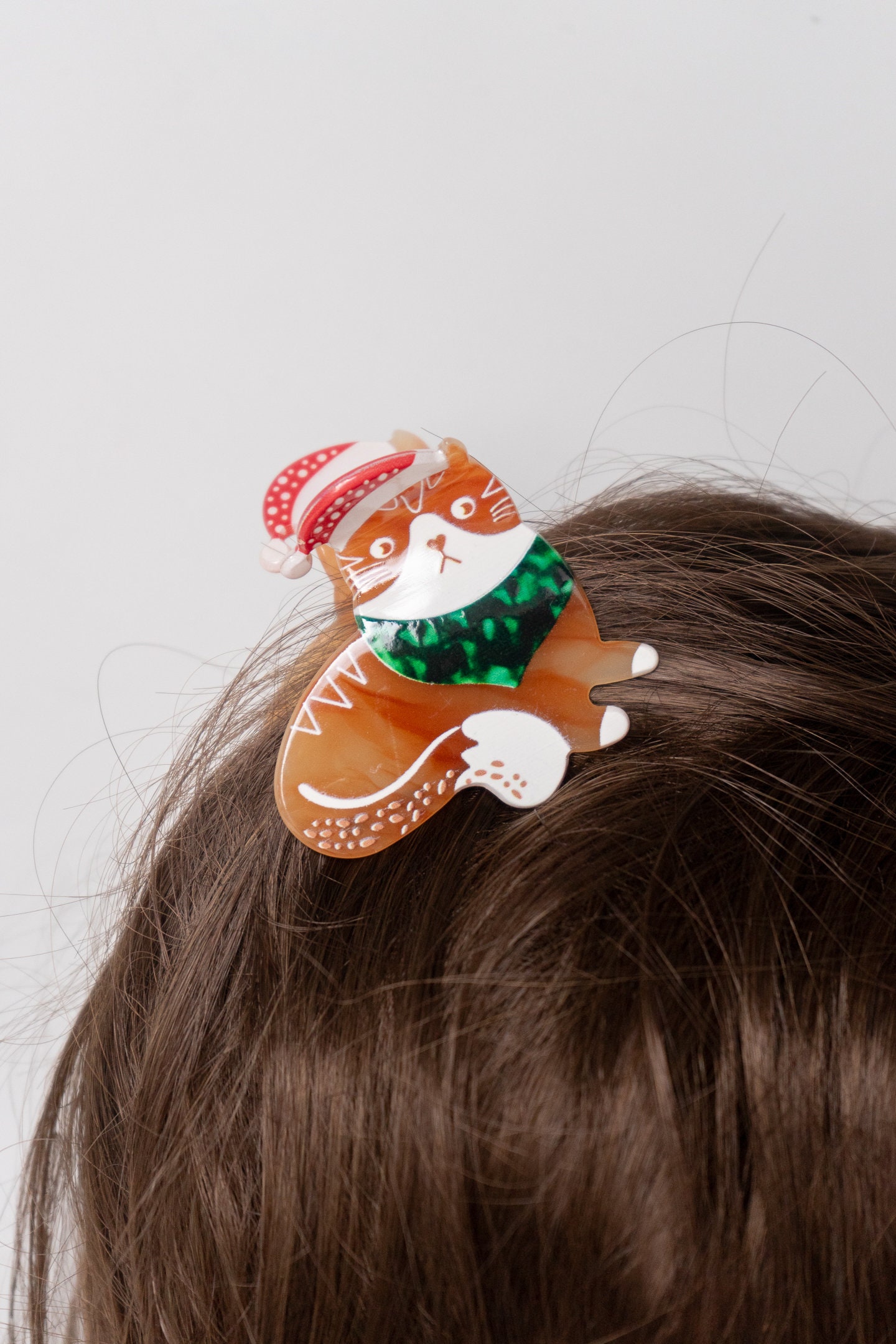 Adorable cat and dog festive Hair Claw - Cute christmas holiday Animal Hair Accessory