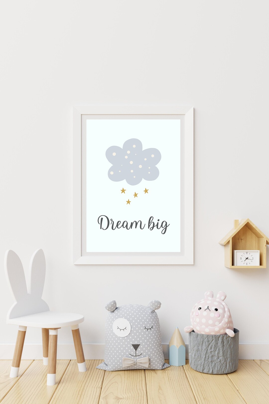 Dream Big, Printable Wall Art, Dream Big Little One, Pale Blue, Wall
