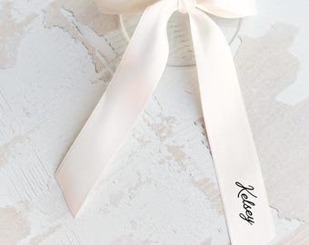 Ribbon Script Name - Custom Ribbon Wine - Custom Name Tag Wine - Wedding Favors - Wedding Name Card  - Ribbon Name Tag -Bachelorette Ribbons