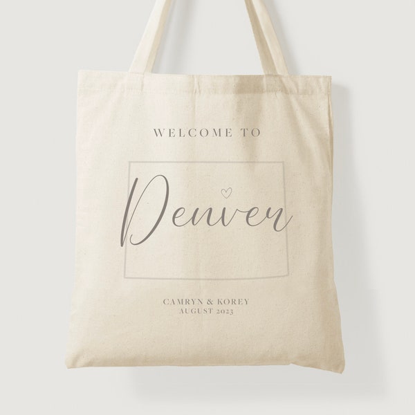 Colorado Wedding Tote - Colorado Wedding Guest Favor - Denver Wedding Tote - State Outline Totes - Wedding Welcome Bag - Wedding Totes - bag