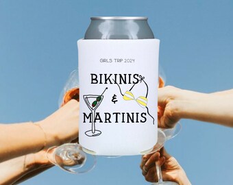 Bikinis & Martinis - Custom Bachelorette Can Cooler - Bachelorette Party Favors - Bachelorette Can Cooler -  Desert Bach Club - Bach Gifts