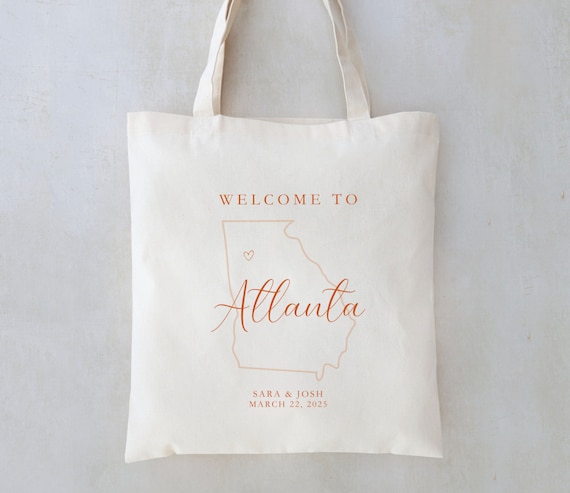 Georgia Wedding Welcome Tote Bag: Atlanta State Outline Favor