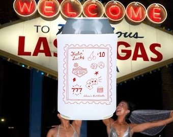 Custom Las Vegas Bachelorette Can Cooler: Feelin' Lucky Drink Sleeve