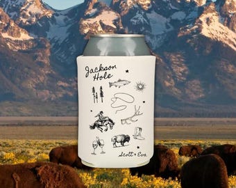Custom Jackson Hole Can Cooler: Wyoming Bachelorette Party Favor