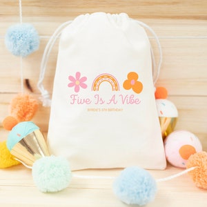 Five Is A Vibe - Kids Birthday Favor Bags - Kids Birthday Party Favors - Five Year Old Birthday - Kids Party Favors - Kids Retro Party Bag