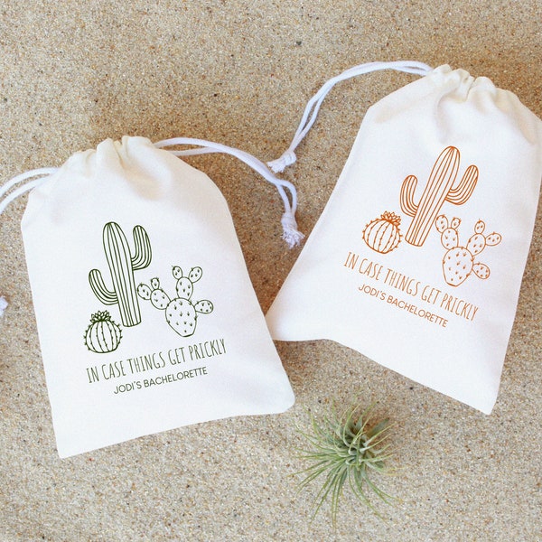 In Case Things Get Prickly - Hangover Kit Bag - Bachelorette Party Favor Bags - Cactus Hangover Kit - Bachelorette Party Hangover Kits