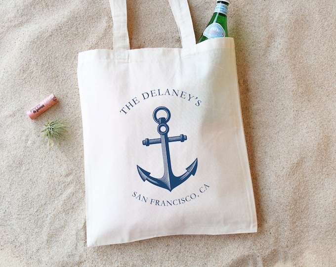 Nautical Anchor Wedding Tote Bag: Personalized Destination Welcome Gift