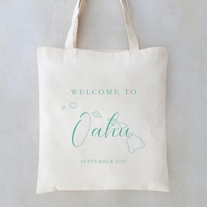 Hawaii Wedding Tote - Hawaii Wedding Guest Favor - Oahu Wedding Tote - State Outline Tote - Hawaii Wedding Welcome Bag - Hawaii Outline Tote