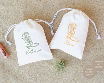 Bolsa personalizada para la resaca con botas de vaquera: recuerdo de despedida de soltera campestre