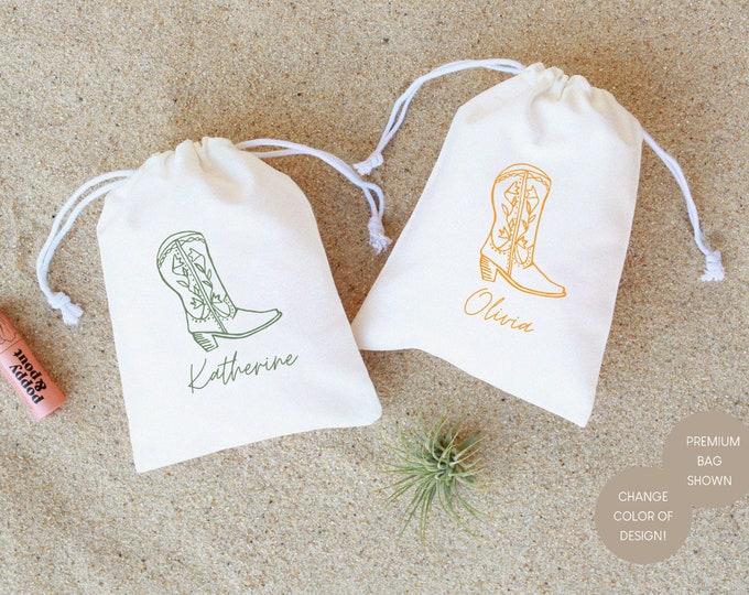 Personalized Cowgirl Boot Hangover Kit Bag: Country Bachelorette Party Favor