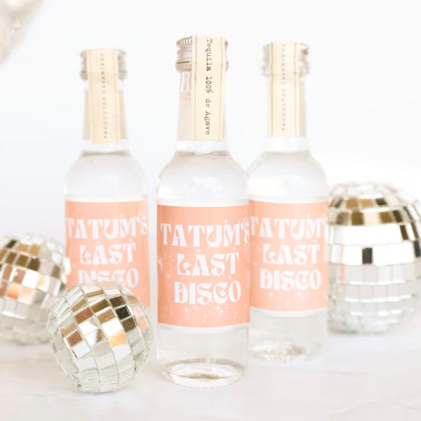 Last Disco Shooters, Bachelorette Shooter Labels, Bachelorette Party Favors, Last Disco Bachelorette, Disco Bachelorette, Custom Shooters